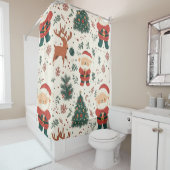 Rideaux De Douche Cute Teddy Bear & Santa on White (4) (En situation)