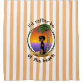 Rideaux De Douche Cute Tropical Island Beach Dachshund (noir & bronz (Devant)