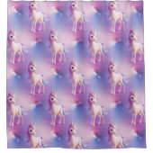 Rideaux De Douche Cute Unicorne Blanche Avec Rose & Bleu Mane (Devant)