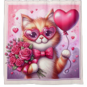 Rideaux De Douche Cute Valentine's day cat/chaton (Devant)