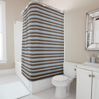 Rideaux De Douche Cute vintage blue brown stripes