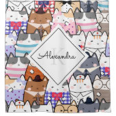 Rideaux De Douche Cute Whimsical Kitten Motif Monogramme & Fille Nom (Devant)