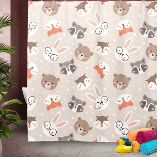 Rideaux De Douche Cute Woodland Animal Enfants Salle de bain Motif