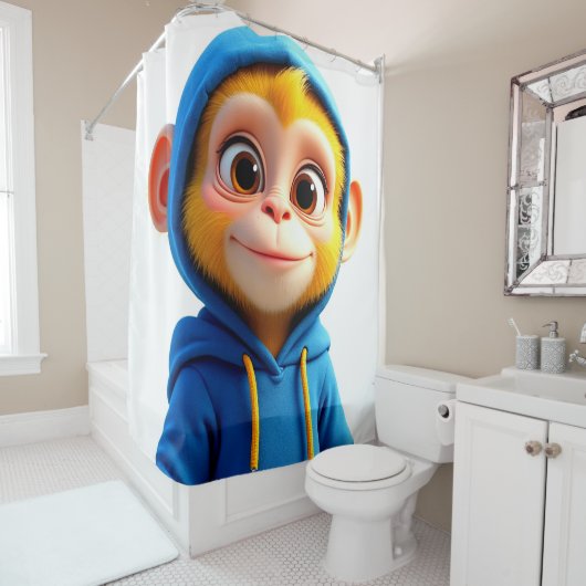 Rideaux De Douche Cute Yellow Monkey (En situation)