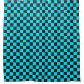 Rideaux De Douche Cyan and charcoal checkerboard pattern (Devant)