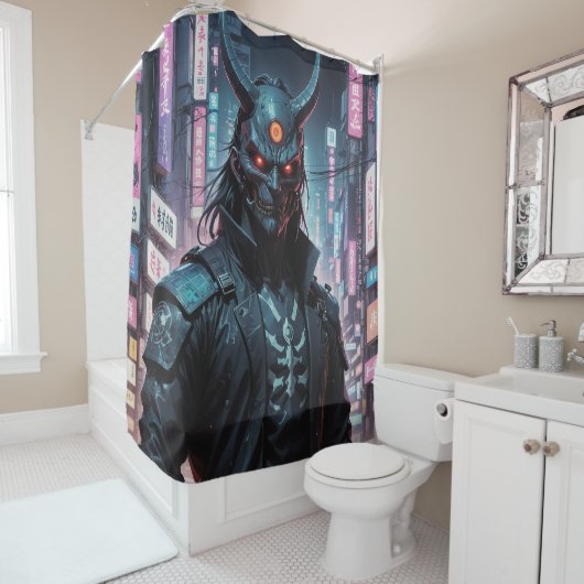 Rideaux De Douche Cyberpunk Demon Samurai (En situation)