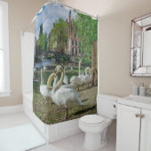 Rideaux De Douche Cygnes blancs dans le centre de Bruges (En situation)