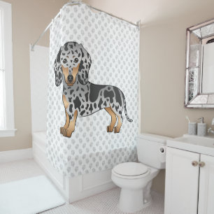 Rideaux De Douche Dachshund à poil court bringé noir et feu & pattes
