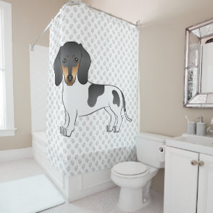 Rideaux De Douche Dachshund à poil court piebalde noir et feu & patt