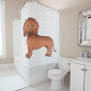 Rideaux De Douche Dachshund à poil lisse rouge Chien de dessin animé