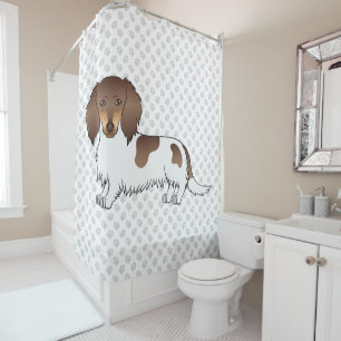 Rideaux De Douche Dachshund à poil long chocolat et tan piebalde & p