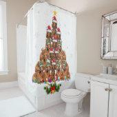 Rideaux De Douche Dachshund Arbre de Noël Chien Xmas feux Pyjamas F (En situation)