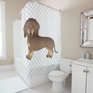 Rideaux De Douche Dachshund aux poils courts Chocolat et Tan & Patte