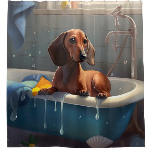Rideaux De Douche Dachshund Bathtime Fun (Devant)