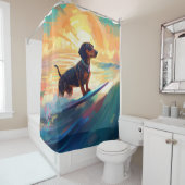 Rideaux De Douche Dachshund Beach Surf Peinture (En situation)