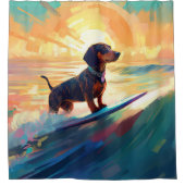 Rideaux De Douche Dachshund Beach Surf Peinture (Devant)