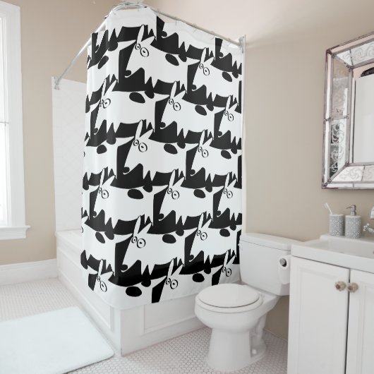Rideaux De Douche dachshund bull terrier Doodles (En situation)