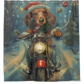 Rideaux De Douche Dachshund Chien équitation moto Noël (Devant)