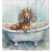 Rideaux De Douche Dachshund Dans La Baignoire Aquarelle Chien Art (Devant)