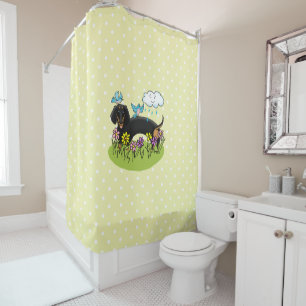 Rideaux De Douche Dachshund de printemps (noir et tan) Mignonne chie