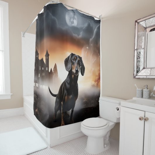 Rideaux De Douche Dachshund Halloween effroi (En situation)