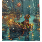 Rideaux De Douche Dachshund Noël Festive Voyage (Devant)