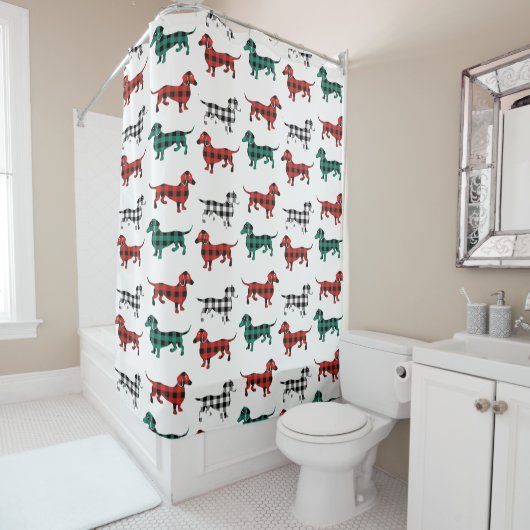 Rideaux De Douche Dachshund Plaid (En situation)
