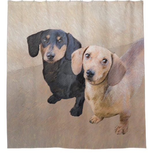 Rideaux De Douche Dachshund (Smooth) Peinture - Art Chien original (Devant)