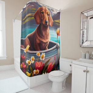 Rideaux De Douche Dachshund sur une pagaie : Une aventure pittoresqu