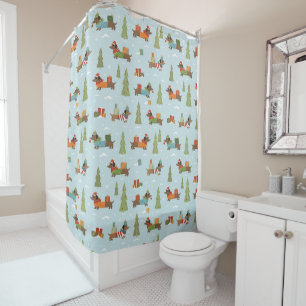Rideaux De Douche Dachshunds festifs dans le Motif de neige