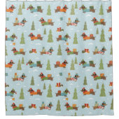 Rideaux De Douche Dachshunds festifs dans le Motif de neige (Devant)