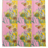 Rideaux De Douche Daffodique Fleur Floral Aquarelle rose Jaune (Devant)