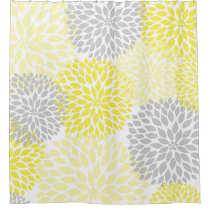 Rideaux De Douche Dahlia gris jaune s'épanouit