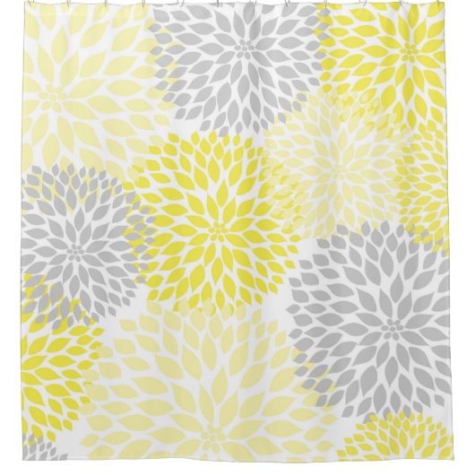 Rideaux De Douche Dahlia gris jaune s'épanouit (Devant)