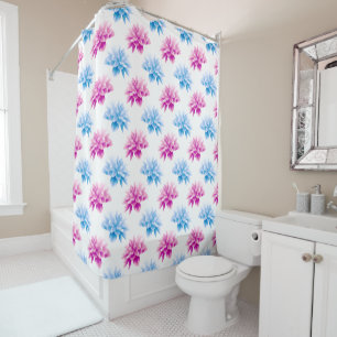 Rideaux De Douche Dahlia Rose, Dahla Bleue, Motif Floral, Fleurs