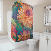 Rideaux De Douche Dahlia Tapisserie florale (En situation)