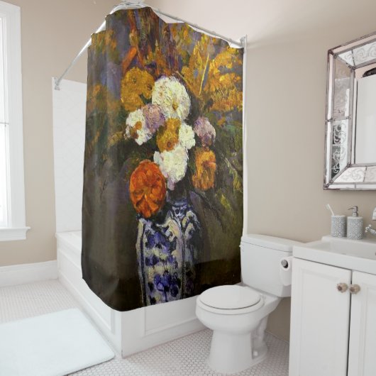 Rideaux De Douche Dahlias, célèbre peinture de Paul Cezanne (En situation)