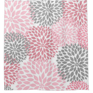 Rideaux De Douche Dahlias gris rose / fleurs florales