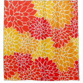 Rideaux De Douche dahlias orange et rouge (Devant)