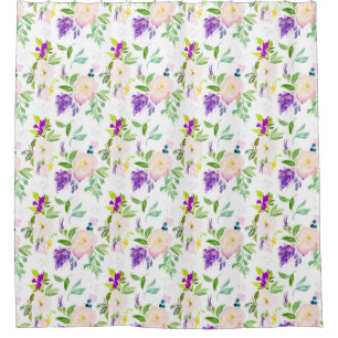 Rideaux De Douche Dainty Aquarelle Fleurs   Peonies et Wisterias