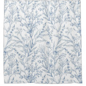 Rideaux De Douche Dainty Toile Bleu Floral Modèle (Devant)