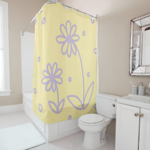 Rideaux De Douche Daisies and Dots 2 - Jaune et Violet Pastel