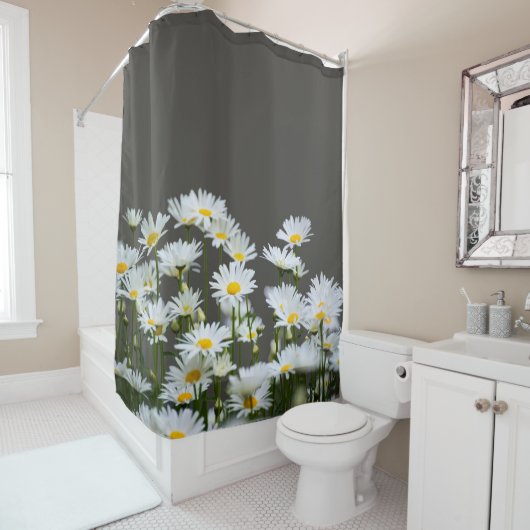 Rideaux De Douche Daisies on Grey (En situation)