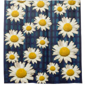Rideaux De Douche Daisy Flowers and Oval Geometric Blue Yellow (Devant)