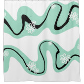 Rideaux De Douche Daisy Groove en vert, noir et blanc (Devant)