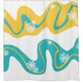 Rideaux De Douche Daisy Groove - Turquoise et jaune (Devant)