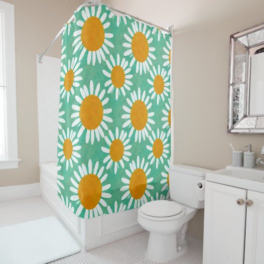 Rideaux De Douche Daisy Motif Folk Art inspiré (En situation)