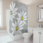 Rideaux De Douche Daisy tendance avec gris et jaune (En situation)