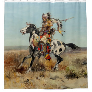 Rideaux De Douche « Dakota Chief » Western Art de Charles M Russell