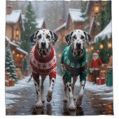 Rideaux De Douche Dalmatian Dogs Christmas Snow Holiday (Devant)